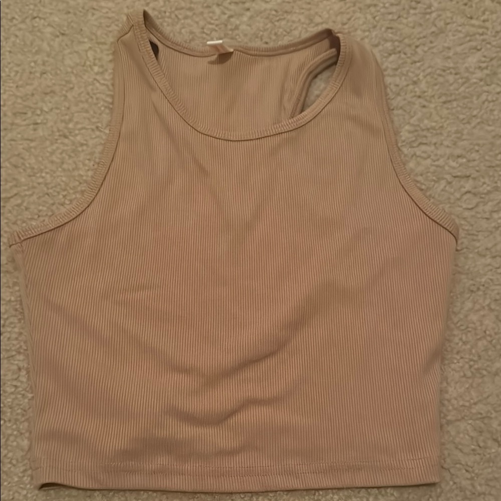 ROMWE Tan Fitted Crop Tank Top
